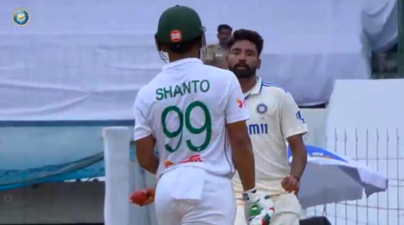 Mohammed Siraj between Najmul Hossain Shanto fighting